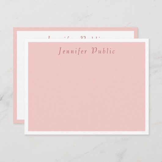 Clôture Modèle moderne rose pâle Élégante calligra (Devant / Derrière)