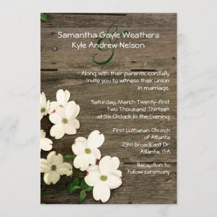 Clôture rustique & Fleurs de Dogwood Faire-part de
