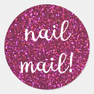Clou Mail ! Autocollant parties scintillant rose F