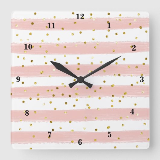 Clou moderne, Blanc, Grilles, Horloge Confetti Or (Recto)