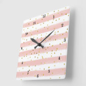 Clou moderne, Blanc, Grilles, Horloge Confetti Or (Angle)