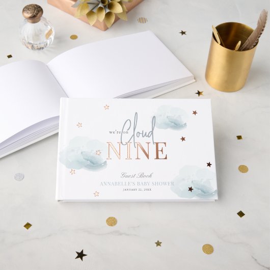 Cloud 9/9/Neuf Clouds Bleus Baby shower garçon (Recto ouvert)