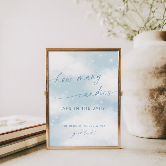 Cloud 9 Baby shower hoeveel Snoepjes spel Poster