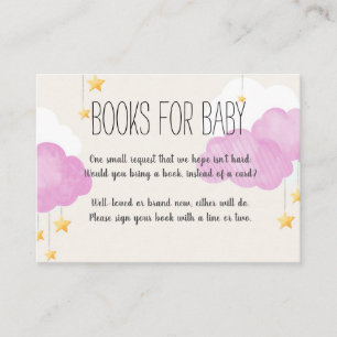 Cloud 9 Baby shower Roze Boekenverzoek Visitekaartje