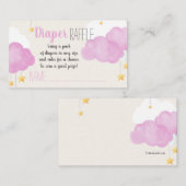 Cloud 9 Baby shower roze Kaart met luierriffel (Voorkant / Achterkant)