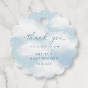 Cloud 9 Baby shower Vibrant Blue Bedankt Bedankjes Labels
