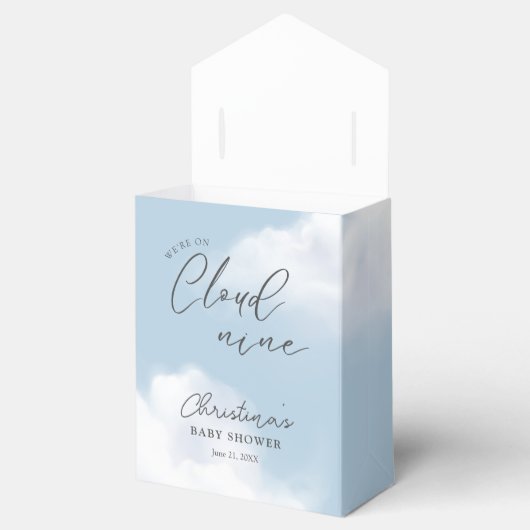Cloud 9 blauw Baby shower Bedankdoosjes (Geopend)