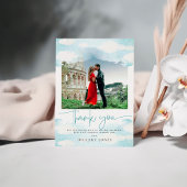 Cloud 9 Blauw en Wit Bruids Showe Dank u kaart