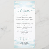 Cloud 9 blauw en wit dromerig Vrijgezellenfeest Menu (Voorkant)