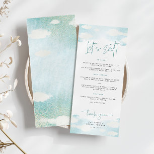 Cloud 9 blauw en wit dromerig Vrijgezellenfeest Menu