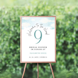 Cloud 9 Blauw en Wit Vrijgezellenfeest Welkom Poster