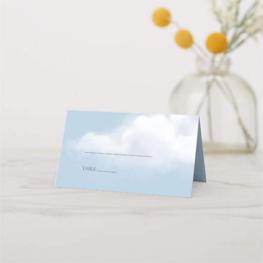 Cloud 9 Blue Baby Boy Shower Place Card (Voorkant)