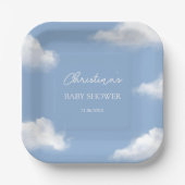 Cloud 9 Blue Baby shower gepersonaliseerd Papieren Bordje (Voorkant)