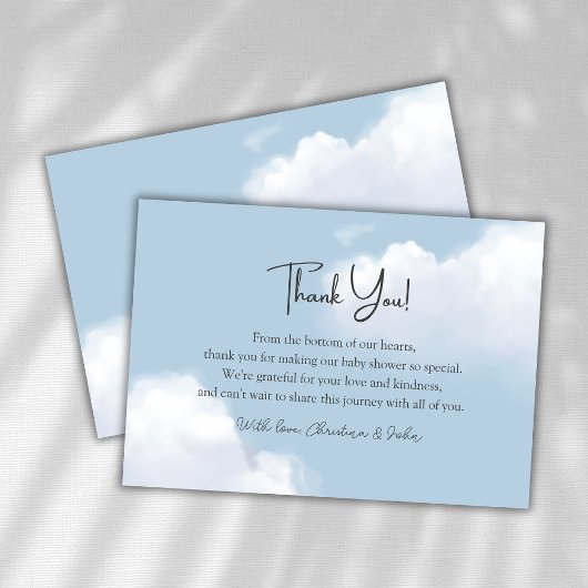 Cloud 9 Blue Boy Baby shower Carte de remerciement