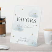 Cloud 9 Blue Clouds & Stars Boy Baby shower Favori Reclamebord Met Voetstuk (Insitu)