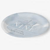 Cloud 9 Blue Sky Waterverf Boy Baby shower Papieren Bordje (Gekanteld)