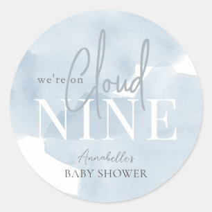 Cloud 9 Blue Sky Waterverf Boy Baby shower Ronde Sticker