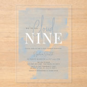Cloud 9 Gold Stars Blue Boy Baby shower Acryl Uitnodigingen (Voorkant)