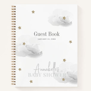 Cloud 9 Gold Stars Grey Baby shower Livre d'or