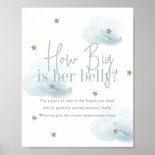 Cloud 9 Gouden Sterren Blauwe Baby Shower Hoe Groo Poster