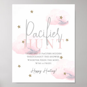 Cloud 9 Gouden Sterren Roze Baby shower Fopspeen H Poster