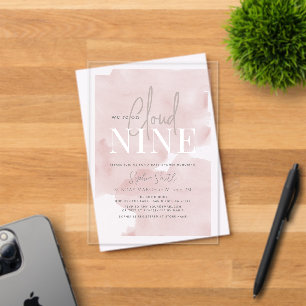 Cloud 9 Gouden Sterren Roze Meisje Baby Shower Acryl Uitnodigingen