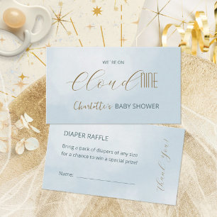 Cloud 9 Hemels Blauwe Baby Shower Luier Raffle Informatiekaartje
