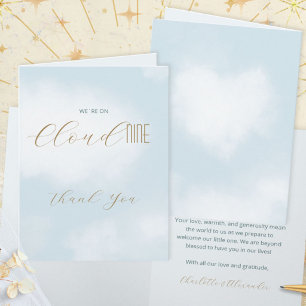 Cloud 9 Hemelsblauwe Baby Shower Bedankkaart