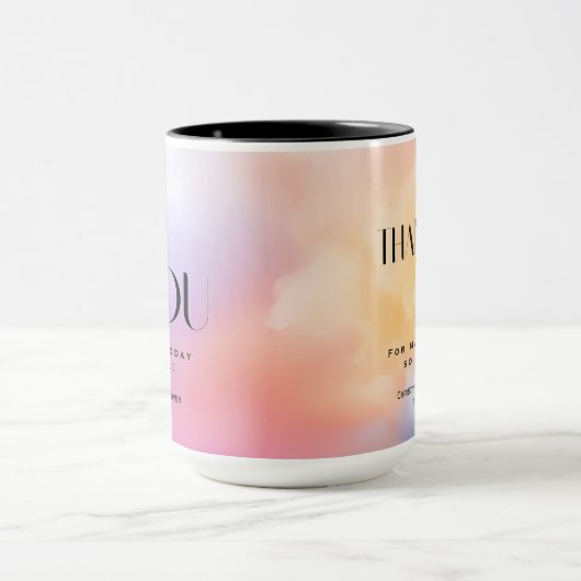 Cloud 9 Kleurrijke Pastel Vrijgezellenfeest Dank u Mok (Midden)