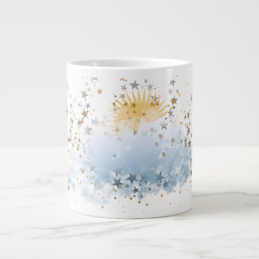 Cloud 9 met Sun reuze koffie-mok Extra Grote Beker (Voorkant)