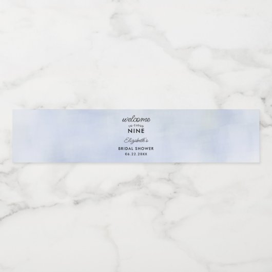 Cloud 9 Pastel Blue Sky Elegant Vrijgezellenfeest Waterfles Etiket (Enkel label)