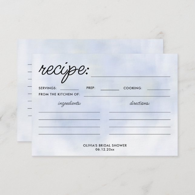 Cloud 9 Pastel Blue Sky Vrijgezellenfeest Recept K (Voorkant / Achterkant)