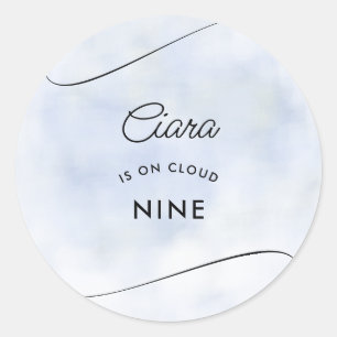 Cloud 9 Pastel Hemel Wolken Moderne Bruiloft Feest Ronde Sticker