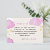 Cloud 9 Roze bedankkaart (Staand voorkant)