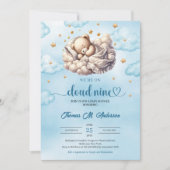 Cloud 9 Slaapteddybeer Boy Baby shower Kaart (Voorkant)