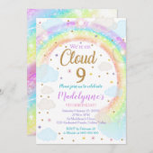 Cloud 9 Uitnodiging regenboogwolken uitnodigen (Voorkant / Achterkant)