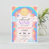 Cloud 9 Verjaardag uitnodiging (Staand voorkant)