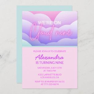 Cloud 9 verjaardagsfeestje Uitnodigingen Rainbow