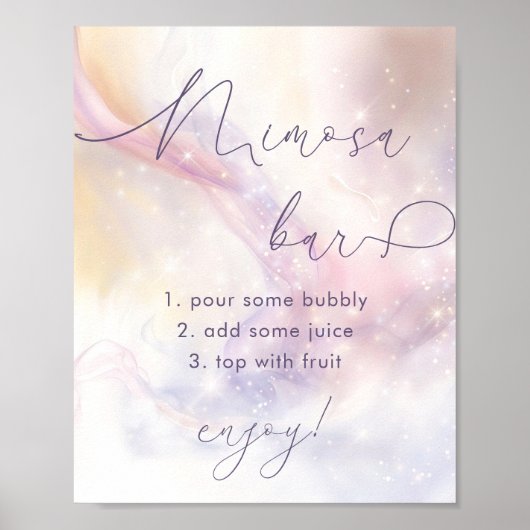 Cloud 9 Watercolor Bruids-Shower Mimosa Bar Poster (Voorkant)