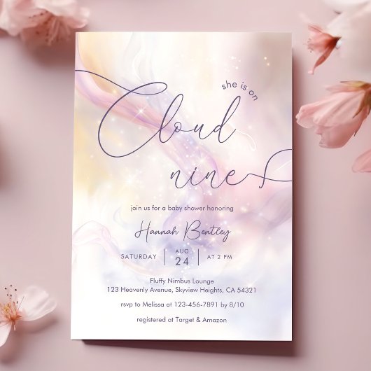 Cloud 9 Waterverf Baby shower Invitation Kaart
