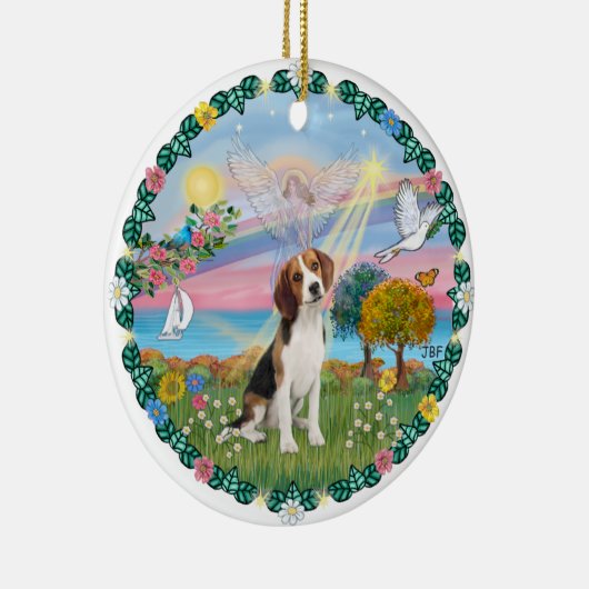 Cloud Angel #1B - Beagle Keramisch Ornament (Rechts)