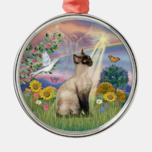 Cloud Angel - Siamese kat Metalen Ornament