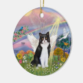 Cloud Angel - Zwart-wit Cat Angel Keramisch Ornament (Links)