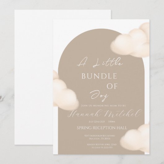 Cloud Baby Shower Invitation - Customizable (Devant / Derrière)