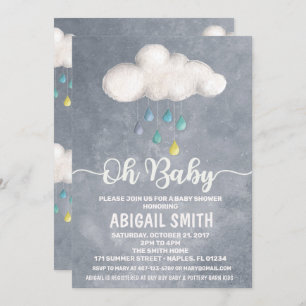 Cloud Baby shower Invitation Raindrop Love Kaart