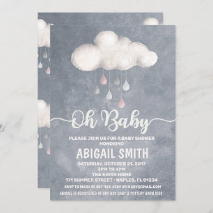 Cloud Baby shower Invitation Raindrop Love Kaart