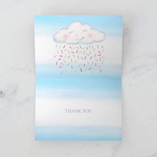 Cloud baby sprinkle blauw waterverf dank u kaart (Binnen)