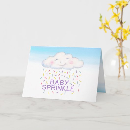 Cloud baby sprinkle blauw waterverf dank u kaart (Gele Bloem)