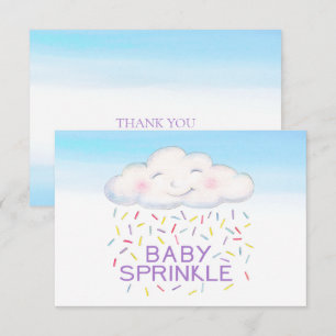 Cloud baby sprinkle blauw waterverf dank u kaart