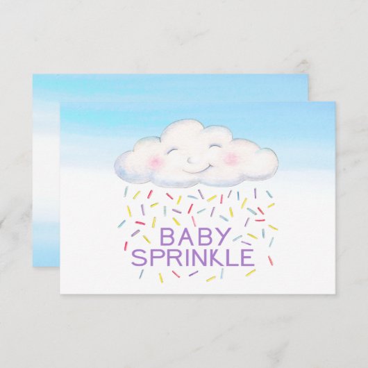 Cloud baby sprinkle blauw waterverf dank u kaart (Voorkant / Achterkant)